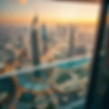 Panoramic view from Al Batool Tower's balcony overlooking Dubai's skyline