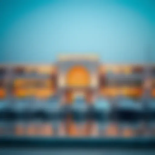 Stunning architectural view of Al Husn Marina showcasing luxury yachts.