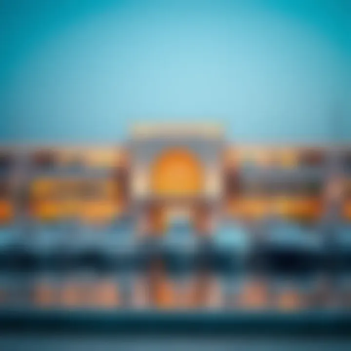 Architectural Elegance of Al Husn Marina Stunning architectural view of Al Husn Marina showcasing luxury yachts.