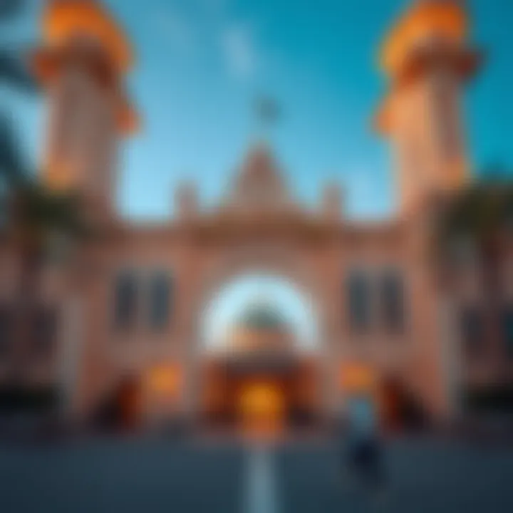 The iconic entrance of Atlantis Adventure Park with stunning architecture