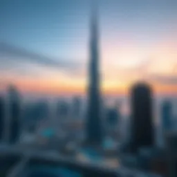 Stunning view of Burj Khalifa against a sunset