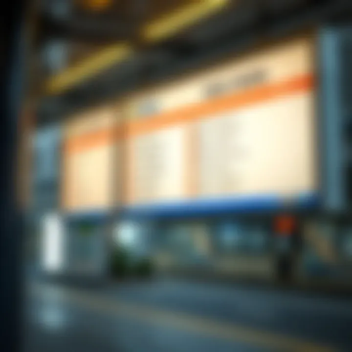 A close-up of the signboards indicating various bus routes available at the Max Metro Bus Stop