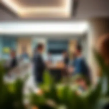 Dynamic Collaboration Spaces at Al Hail Business Centre Business professionals collaborating in a modern workspace