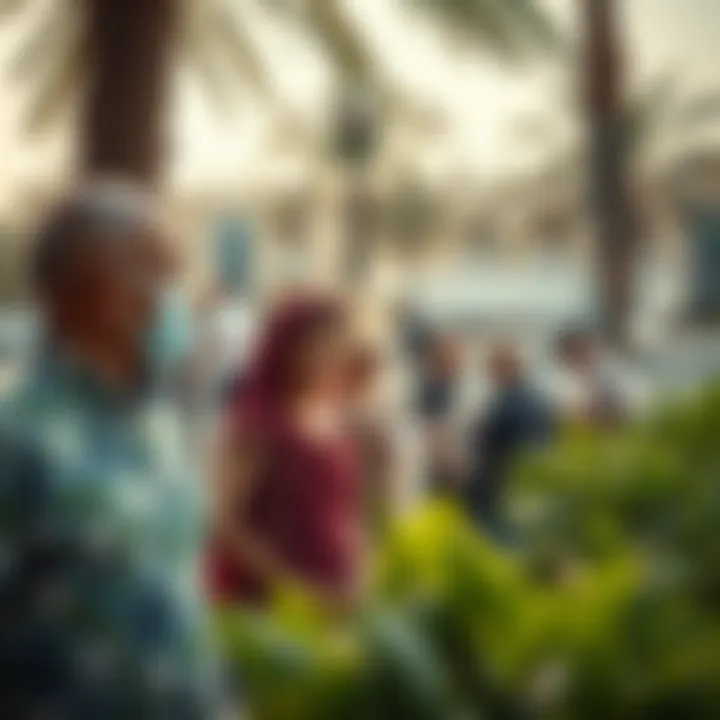 Social Fabric: Community Connections in Deira Community gathering in a local park reflecting social interactions