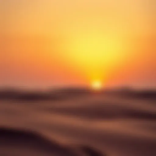 Stunning sunset over the dunes of Abu Dhabi