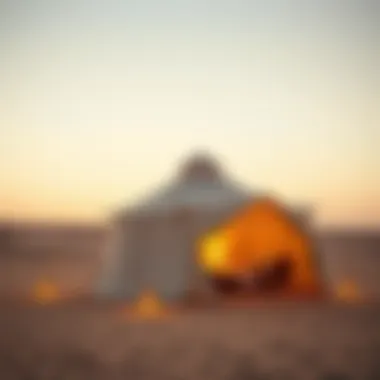 Traditional Bedouin tent set up in the desert