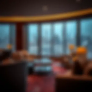Luxurious lounge seating with a view of Dubai skyline