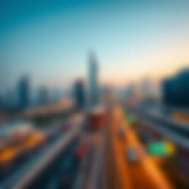 An aerial view of Dubai's skyline emphasizing the connectivity from the Max Metro Bus Stop