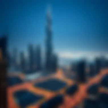 Dunya Tower and the Dubai Skyline Panoramic view of Dubai skyline featuring Dunya Tower