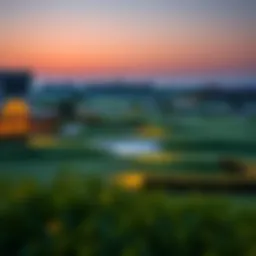 Stunning view of the Emirates Golf Club course at sunset
