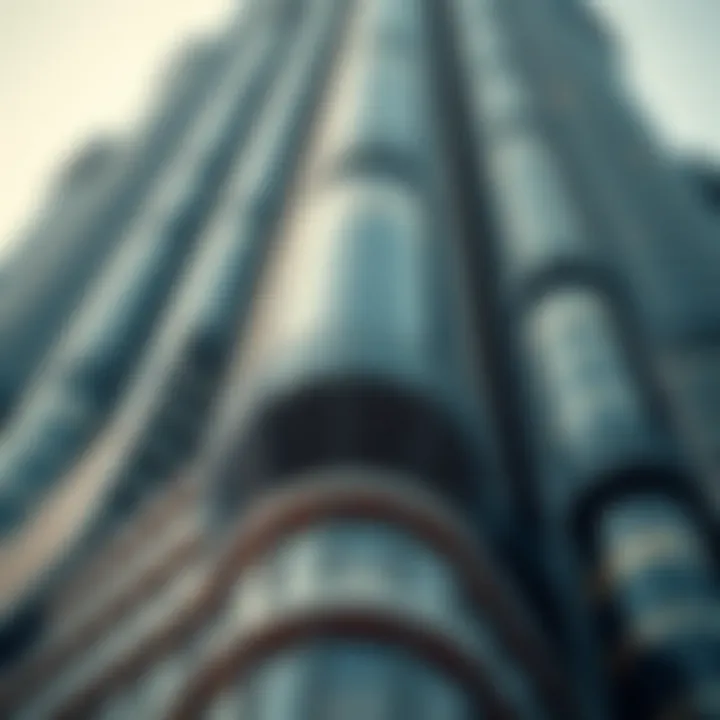 Close-up of architectural details on the Emirates Towers highlighting modern design elements.
