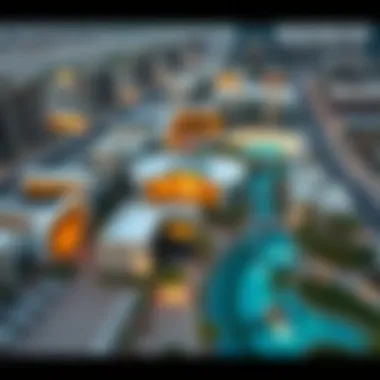 Aerial view of Alqana showcasing modern architecture and vibrant community spaces
