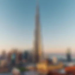 The Burj Khalifa towering over the Dubai skyline