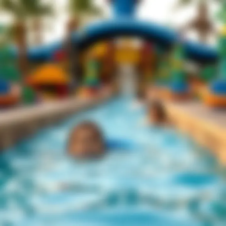 Relaxing Moments in the Lazy River Family enjoying the lazy river at Legoland Water Park