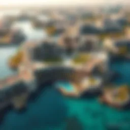 Aerial view of Dubai's mangrove residences showcasing their eco-friendly design