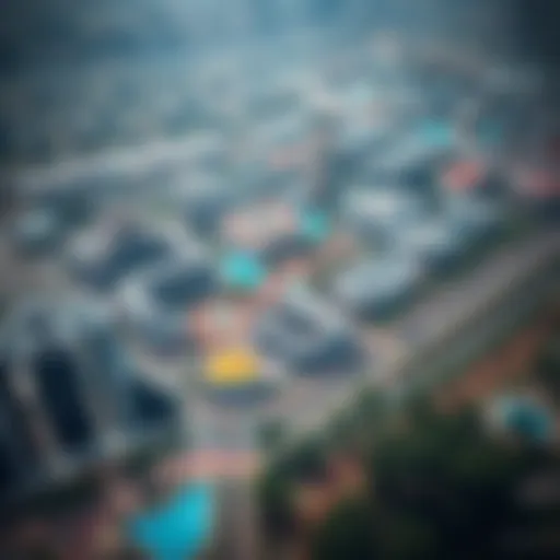 Aerial view of نسمة سكوير showcasing its modern architecture and vibrant surroundings