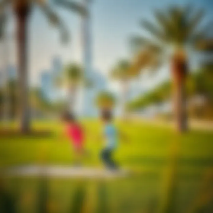 Playful Moments in a Nearby Park Children playing in a vibrant park near Dubai Frame