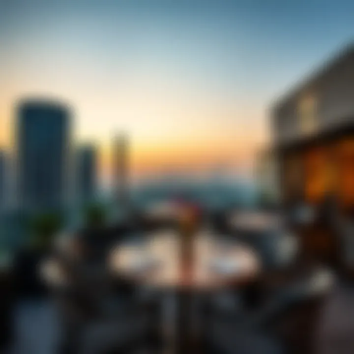 Elegant dining setup on a rooftop terrace