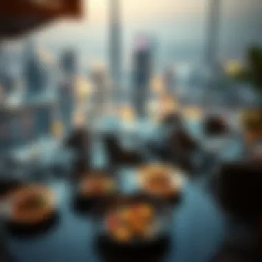 Culinary Excellence Above the City Gourmet dishes served at a rooftop restaurant