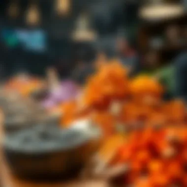 Essence of Mandi Ingredients Raw ingredients and spices used in authentic mandi preparation, emphasizing quality.