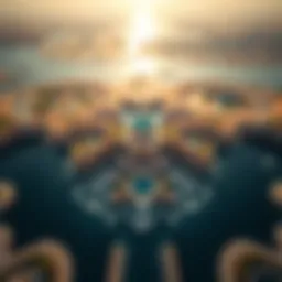 Aerial view of Dubai Fontana showcasing its intricate water designs