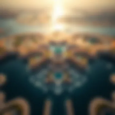 Aerial view of Dubai Fontana showcasing its intricate water designs