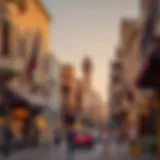 A panoramic view of Dubai's Old City showcasing its traditional architecture and bustling streets.