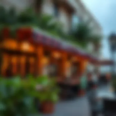 Al Mushrif's Outdoor Dining Experience A vibrant outdoor dining area filled with patrons enjoying their meals.