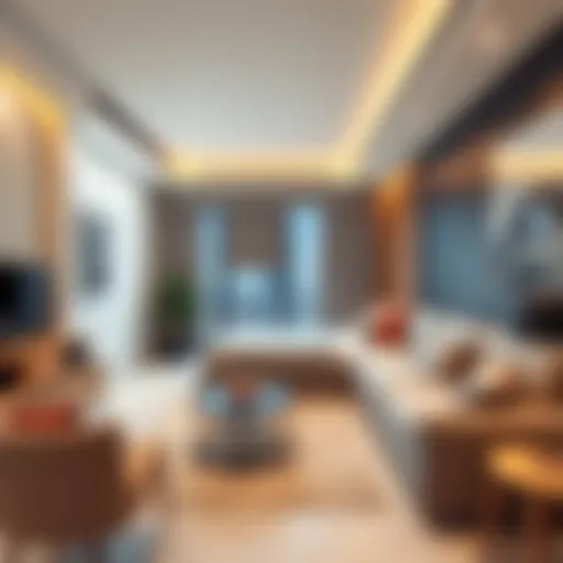 Cozy furnished studio interior showcasing modern design
