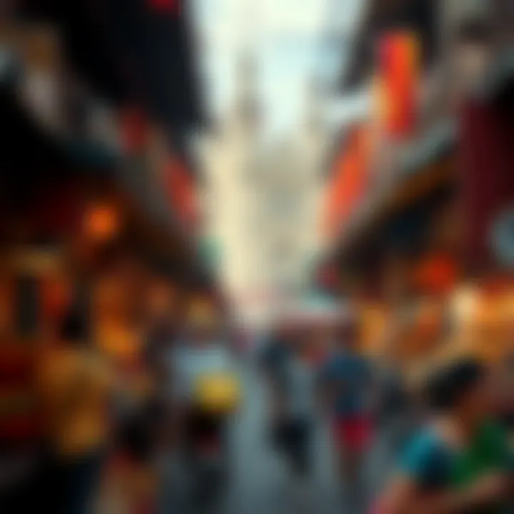 The Heart of Global Trade A bustling marketplace symbolizing global trade