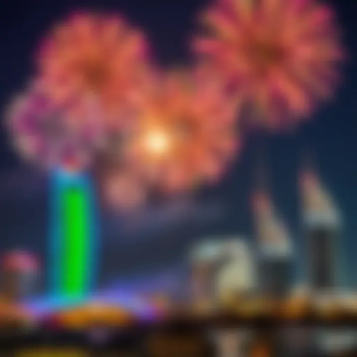 Colorful fireworks lighting up the night sky over the UAE