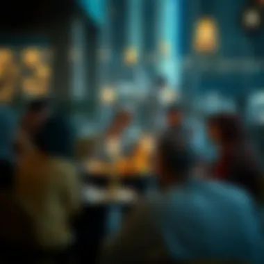 A group of friends gathered around enjoying a shared iftar meal