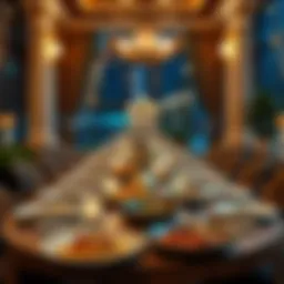 A beautifully set table adorned with traditional dishes for iftar in Dubai