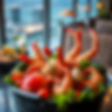 Indulge in Fresh Seafood Delicacies Vibrant seafood platter with fresh ingredients