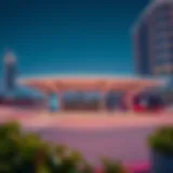 A panoramic view of the Max Metro Bus Stop showcasing its modern design and structure