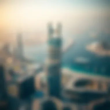 Aerial Perspective of Nation Tower Aerial view of Nation Tower and its impact on Dubai's real estate