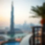 Stunning view of Nation Tower against the Dubai skyline