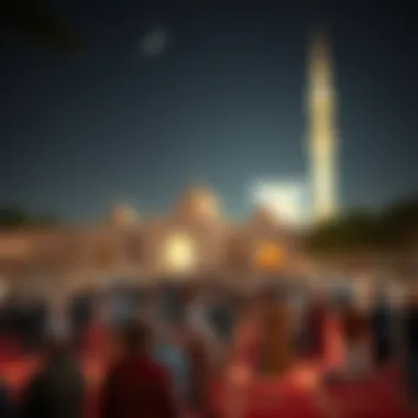 Community Gathering for Ramadan Prayer Community gathering for prayer during Ramadan nights