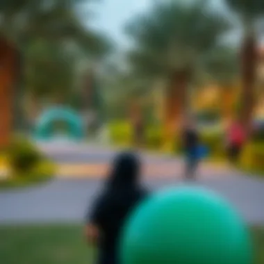 Visitors enjoying recreational activities amidst the greenery of Ras Al Khor Green Park.