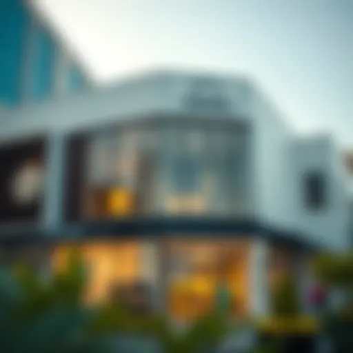 Exterior view of a modern real estate office in Dubai