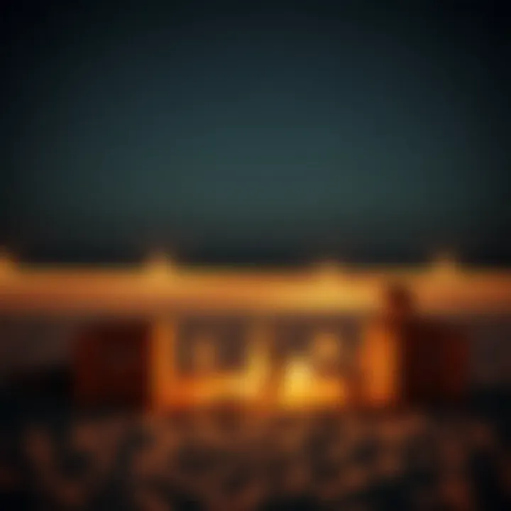 A picturesque beach picnic setup under the stars in Dubai