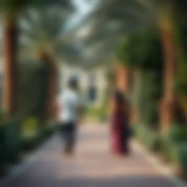 Couples taking a stroll through Dubai's serene garden pathways
