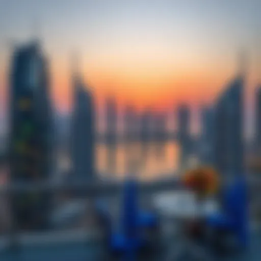Romantic sunset view over Dubai Marina