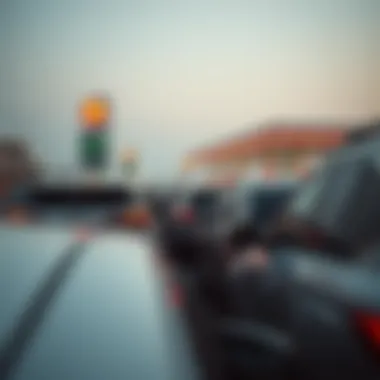Vehicles at a Fuel Station Vehicles lined up at a fuel station in Dubai
