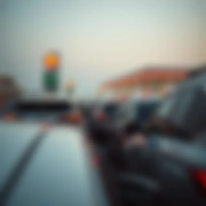 Vehicles at a Fuel Station Vehicles lined up at a fuel station in Dubai