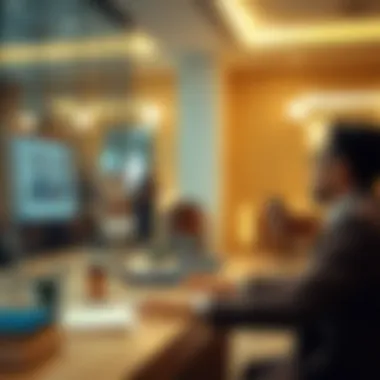 Tenant Navigating Online Portal A tenant navigating through an online portal