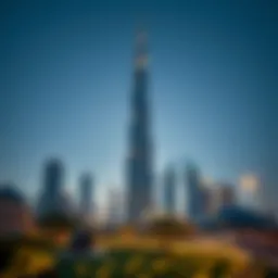 The Burj Khalifa towering above the Dubai skyline