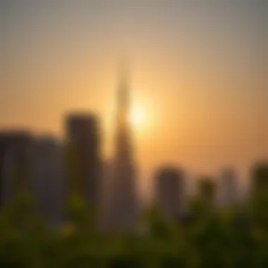 Sunrise Over Dubai Architecture The sun rising over iconic Dubai architecture