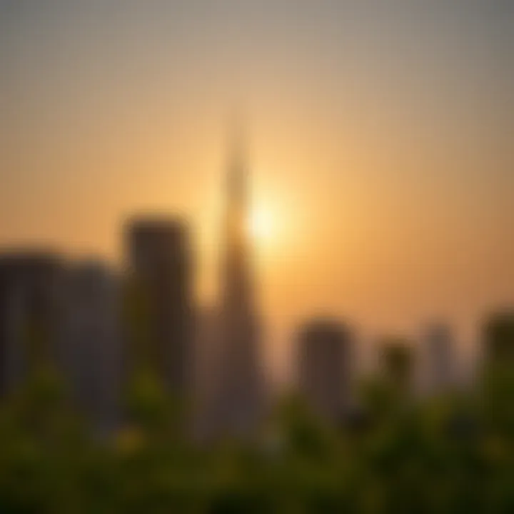 Sunrise Over Dubai Architecture The sun rising over iconic Dubai architecture