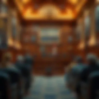 Courtroom Scene for Eviction Proceedings Illustration of a courtroom representing eviction proceedings